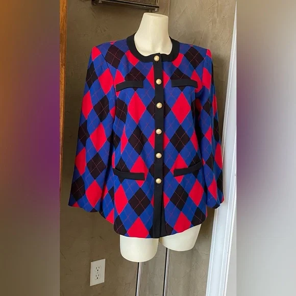 Leslie Fay Sweaters Leslie Fay Dresses 98s Argyle Print Blazer